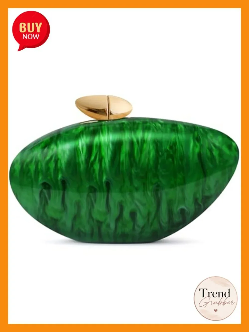 Acrylic Shell Clutch Purse Marble Evening Bag Magnetic Closure